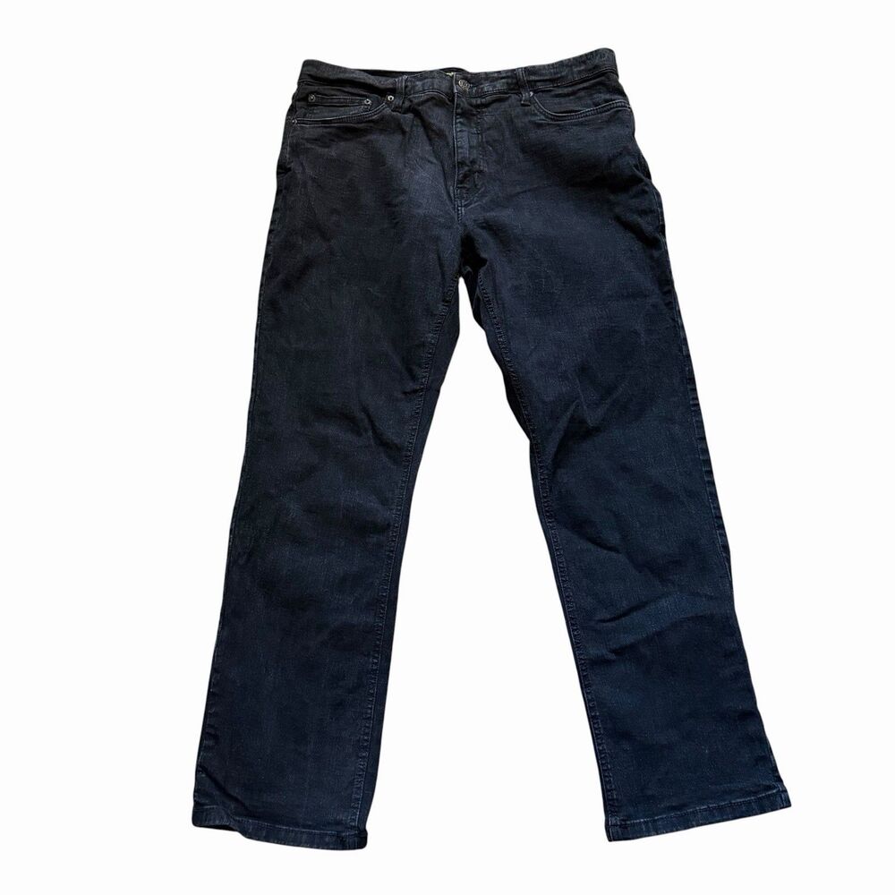 Urban Star Jeans Mens 38x32” Black Cotton Denim Straight Workwear Travel Stretch